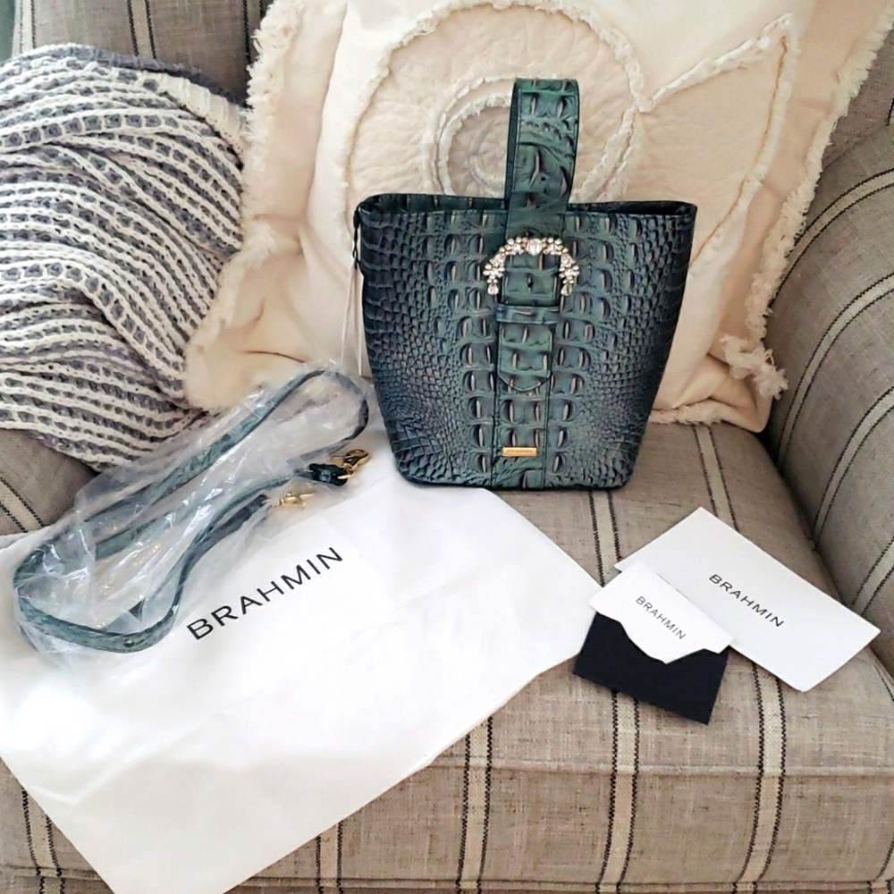 BRAHMIN "NEW WITH TAGS" Turquoise Leather/Rhinestone Purse